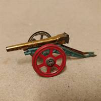 Blik kanon til tinsoldater, l: 7 cm, gammel.